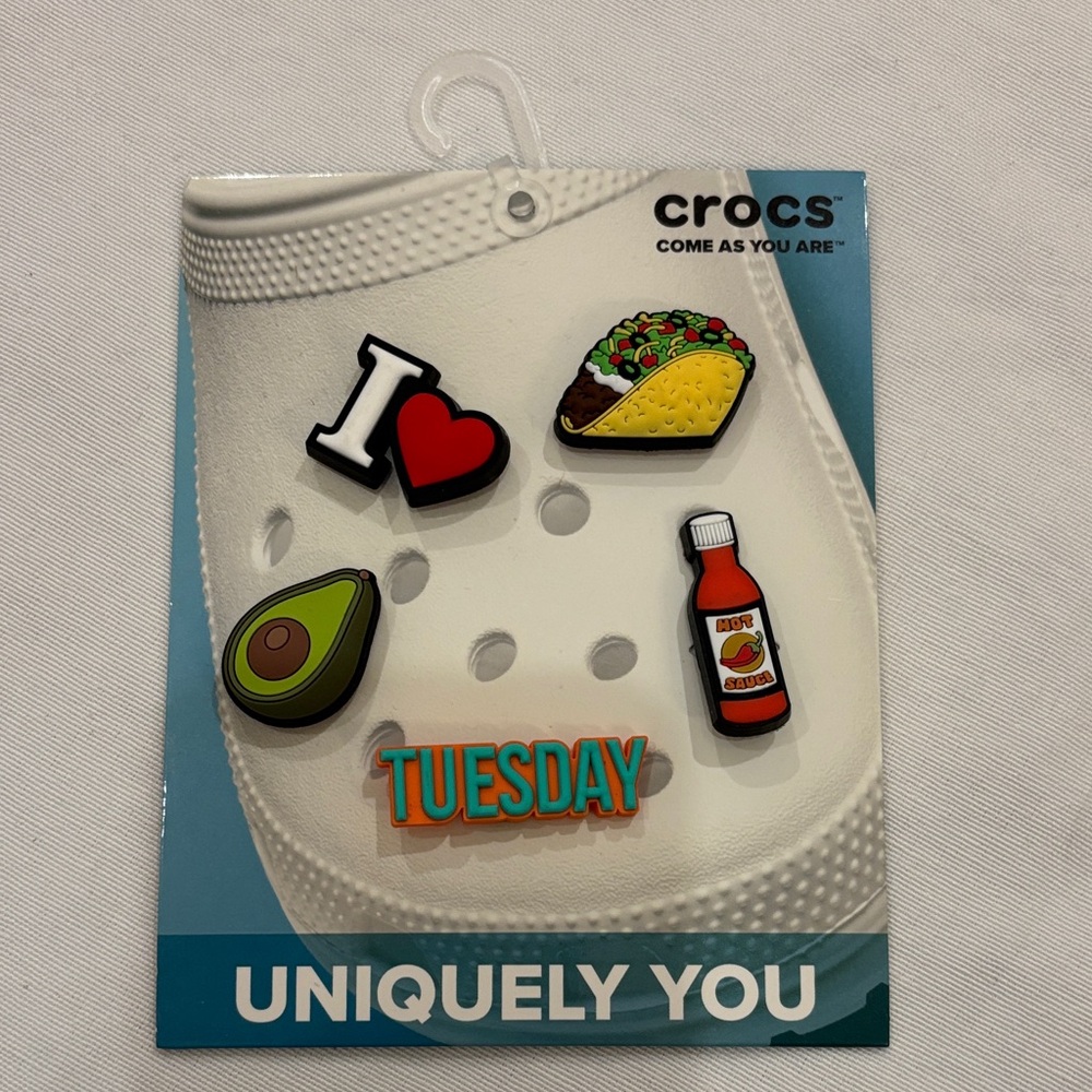 CROCS Taco Tuesday Jibbits Fun Shoe Charms Set avocado hot sauce taco